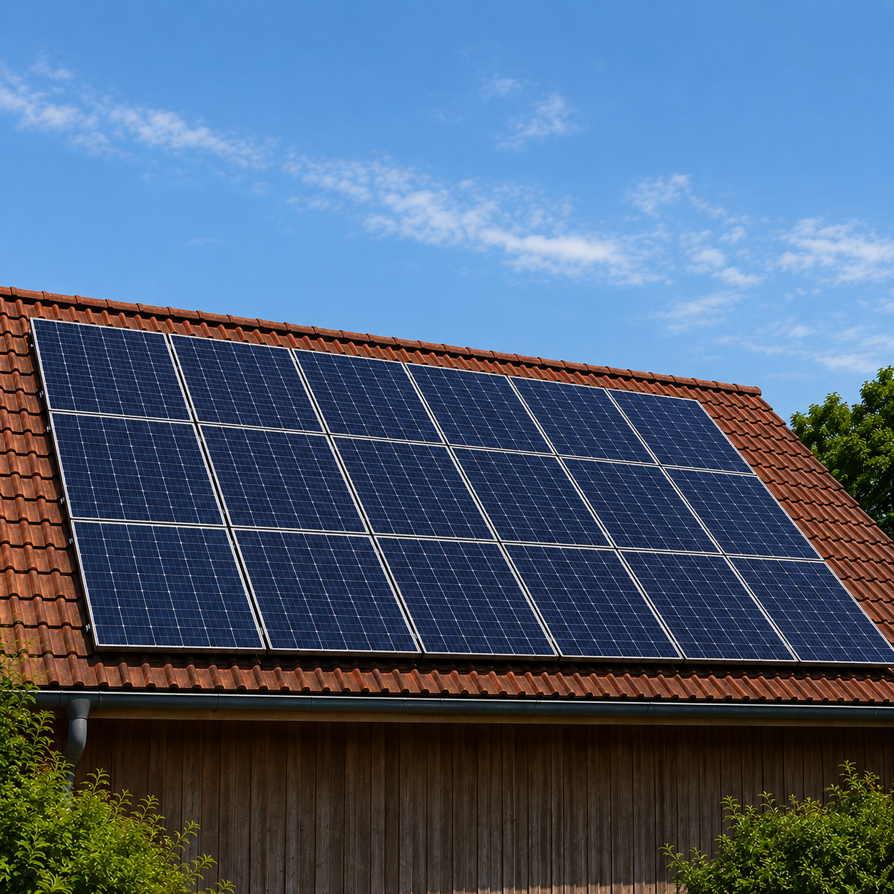 Frisch gereinigte Solaranlage mit klarer, glänzender Oberfläche